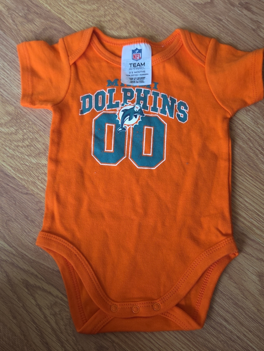 NFL Miami Dolphins Baby Bodysuit 0-3M Football Orange Aqua
